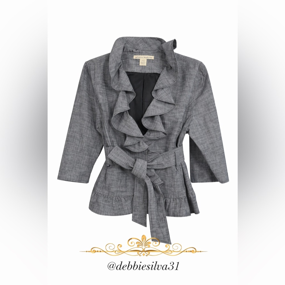 David Brooks Ruffled Chambray Top - Picture 8 of 10